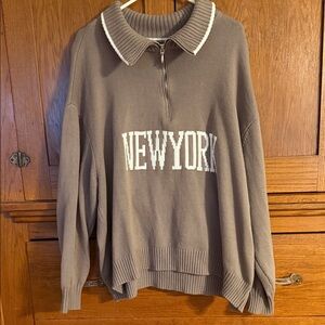 Hollister light brown quarter zip sweatshirt xxl